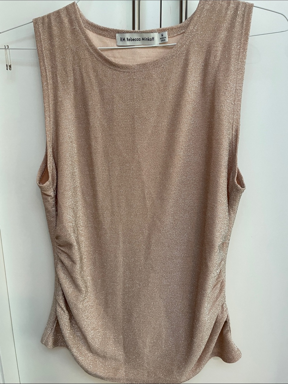 Rebecca Minkoff Shimmery Rose-Beige Metallic Tank
